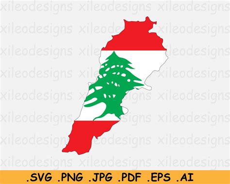 Lebanon Map Flag SVG, Lebanese SVG Cricut Cut File, Country Nation ...