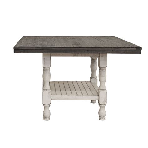 International Furniture Direct Stone 1381001 Relaxed Vintage Counter Height Table with Shelf ...