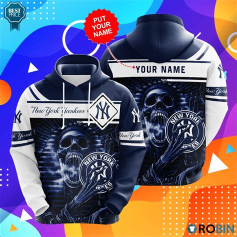 Personalized New York Yankees Skull 3D Print Hoodie - RobinPlaceFabrics