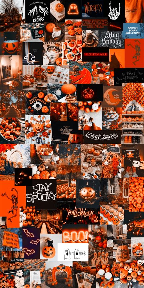 a collage of orange and black images