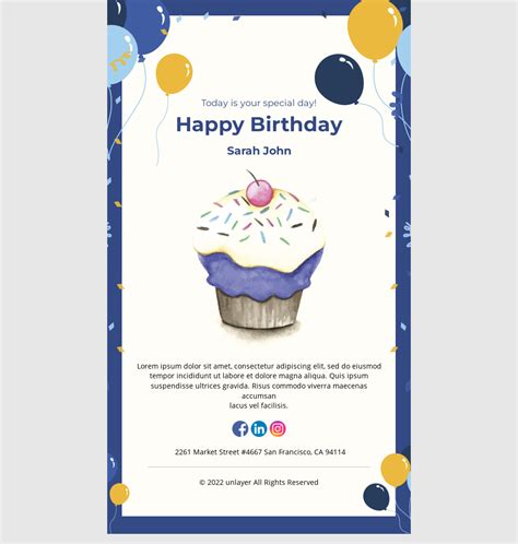 Birthday Email to Employee Email Template | Unlayer