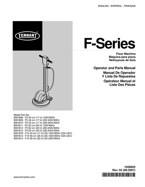 TENNANT 9001808 OPERATOR AND PARTS MANUAL Pdf Download | ManualsLib