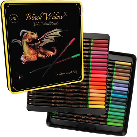 Buy Black Widow Dragon Colored Pencils For Adult Coloring - 36 Coloring ...