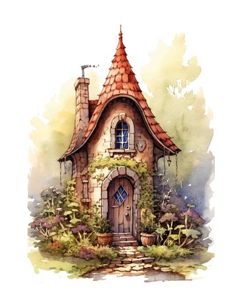 a watercolor painting of a small house