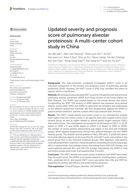 (PDF) Updated severity and prognosis score of pulmonary alveolar ...