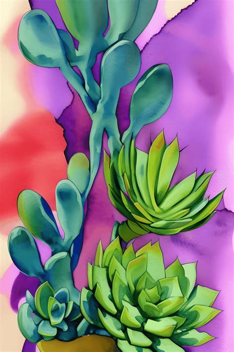 Watercolor Succulent Painting · Creative Fabrica