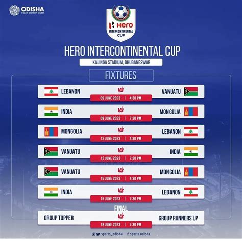 Schedule of Hero Intercontinental Cup (India) - LAWET