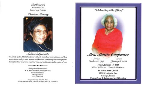 Mattie Carpenter Obituary | AA Rayner and Sons Funeral Homes