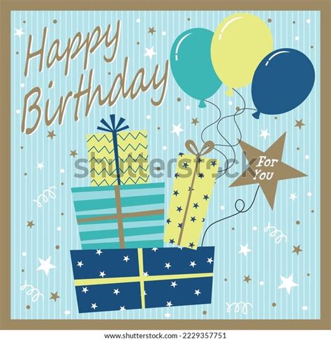 Happy Birthday Card Design Balloons Presents Stock Vector (Royalty Free ...