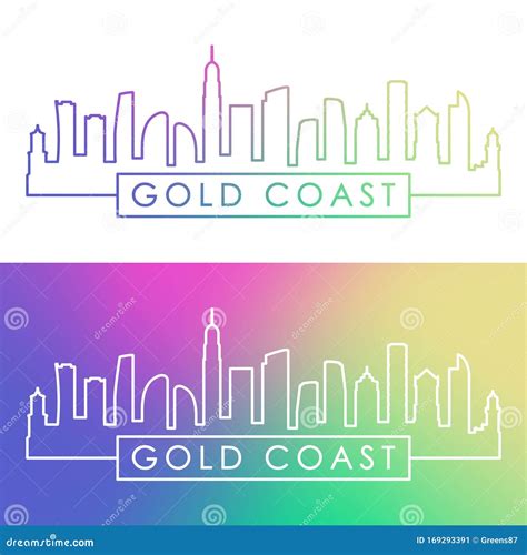 Gold Coast Skyline And Landmarks Silhouette Vector Illustration | CartoonDealer.com #136887336