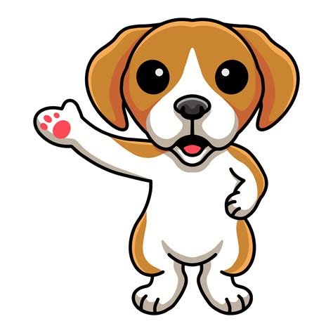 Cute little beagle dog cartoon waving hand 15380775 Vector Art at Vecteezy