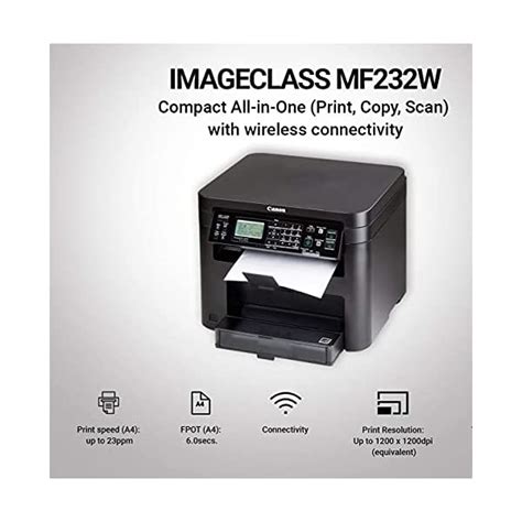 Canon imageCLASS MF232w All-in-one Laser Wi-Fi Monochrome Printer (Black), Standard - Jaguar Byte