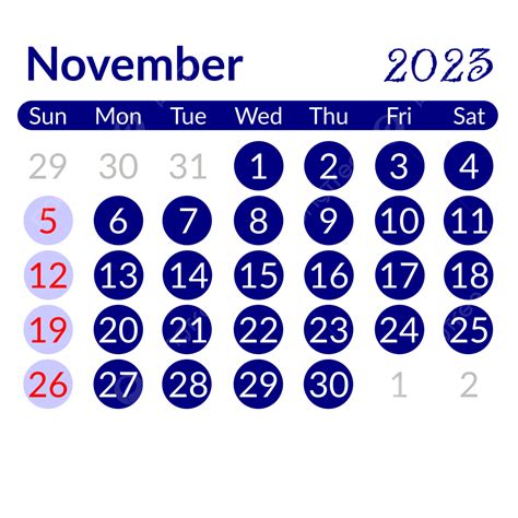 Circle Style Minimalist Simple Blue November 2023 Calendar, November 2023 Calendar, 2023 ...