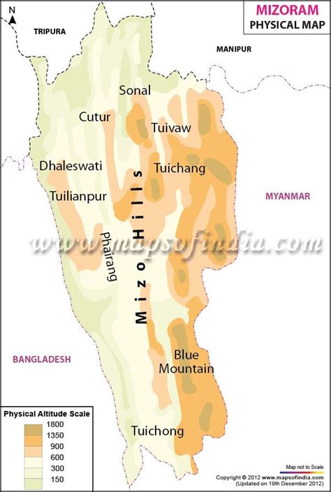 Mizoram Physical Map | Map, India world map, Geography map