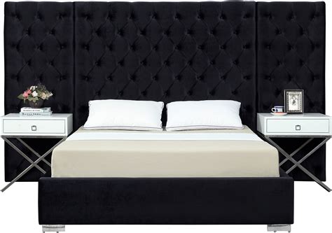 Grande Black Velvet King Bed-Color:Black Velvet,Style:Contemporary - Walmart.com - Walmart.com