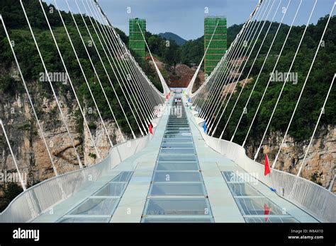 View of the world's longest and highest glass-bottomed bridge over the ...