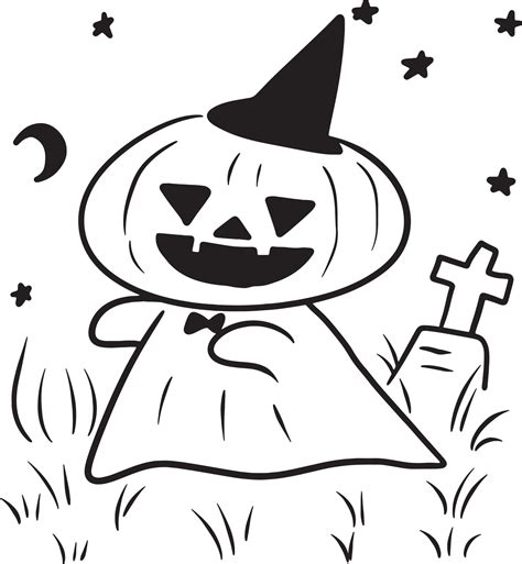 Pumpkin halloween ghost fun cartoon doodle kawaii anime cute drawing ...