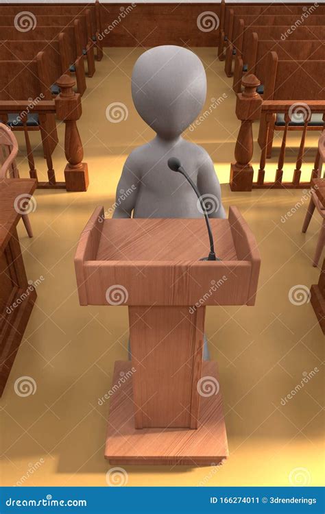 Render of Cartoon Characters in Courtroom Stock Illustration ...
