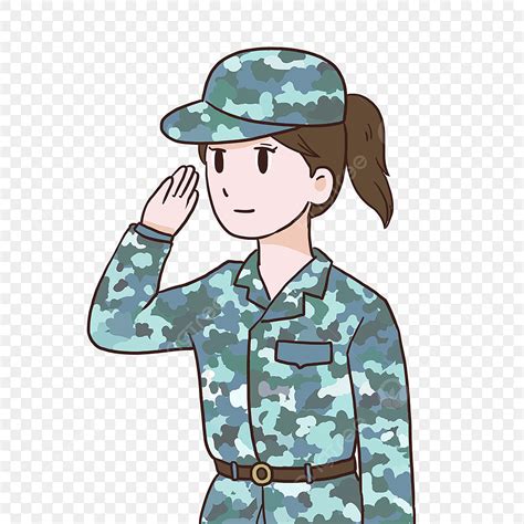 Soldier Saluting Flag Clipart Transparent Background, Female Soldier ...