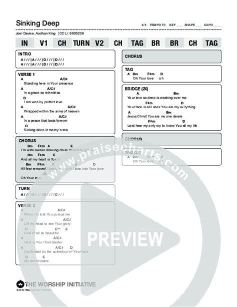 Sinking Deep Chords PDF (The Worship Initiative) - PraiseCharts