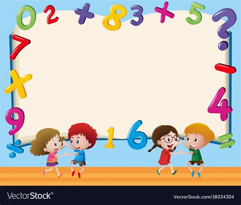 Border template with kids and numbers illustration. Download a Free Preview or High Quality ...