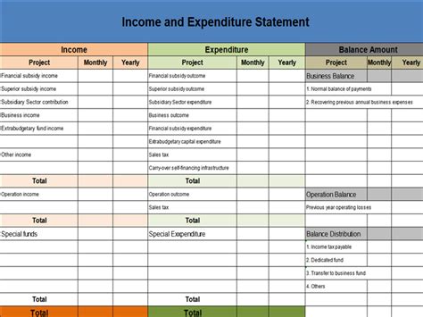 EXCEL of Income and Expenditure Statement.xlsx | WPS Free Templates