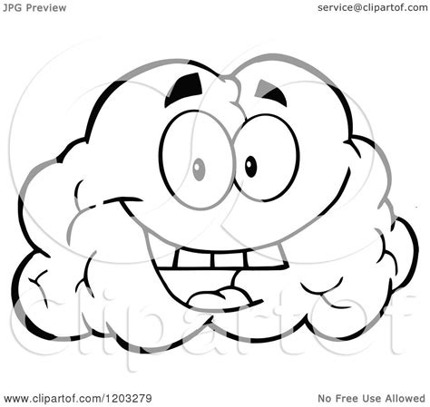 Cartoon of a Black and White Happy Brain Mascot - Royalty Free Vector ...