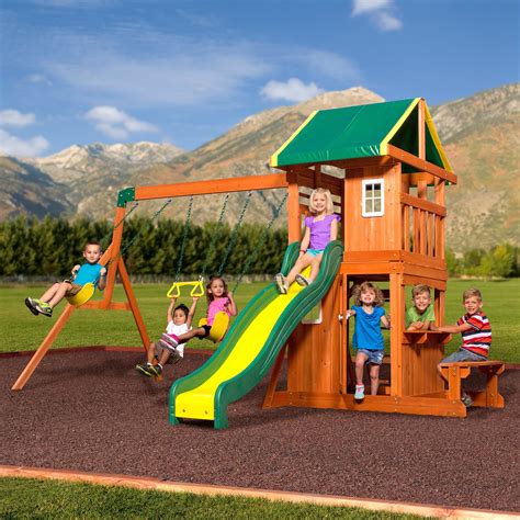 Backyard Discovery Oakmont Cedar Wooden Swing Set - Walmart.com