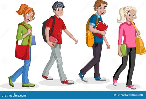 Walking Students Vector Illustration | CartoonDealer.com #67050812