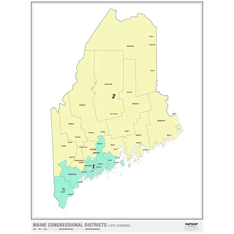 Maine 2022 Congressional Districts Wall Map by MapShop - The Map Shop