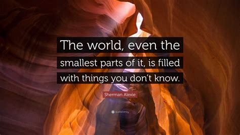 Sherman Alexie Quote: “The world, even the smallest parts of it, is filled with things you don’t ...