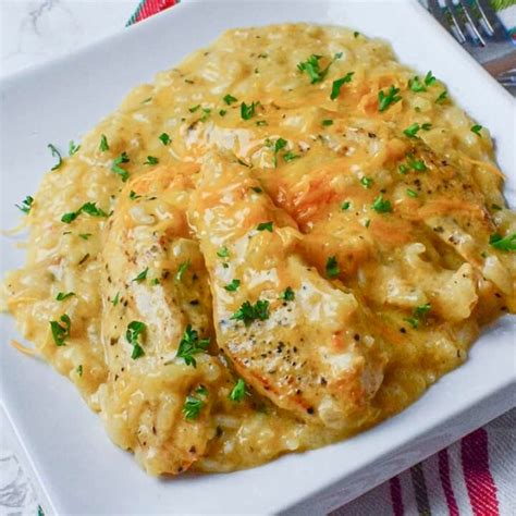 Slow Cooker Cheesy Risotto with Chicken | The Salty Pot