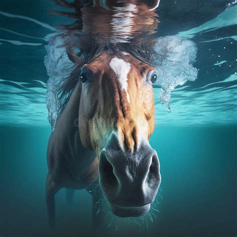 A Horse Swimming Underwater in a Pool, Generative Ai Stock Image ...