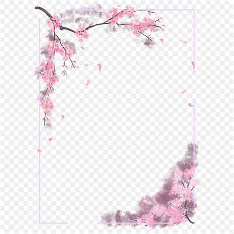 Red Cherry Blossom PNG Transparent, Red Cherry Blossom Square Border, Cherry Blossom Clipart ...