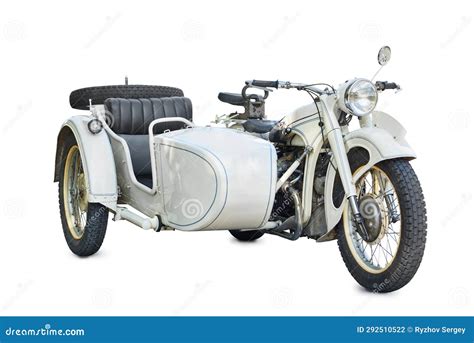 Old Vintage Road Motorcycle with Sidecar Isolated White Stock Photo ...