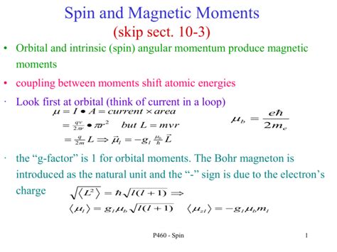 Spin and Magnetic Mon\ments