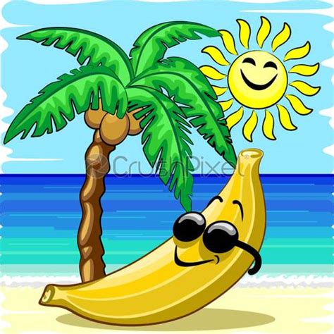 Banana Chill Happy Summer Cartoon Character Vector illustration - stock vector 840463 | Crushpixel