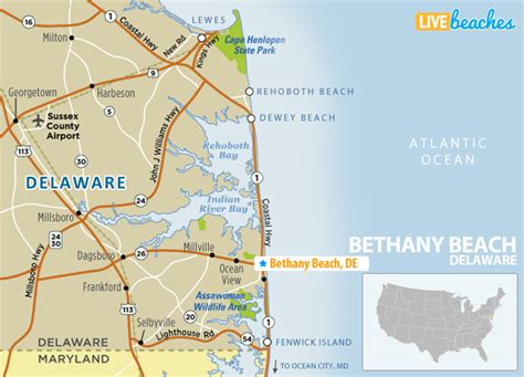 Map of Bethany Beach, Delaware - Live Beaches