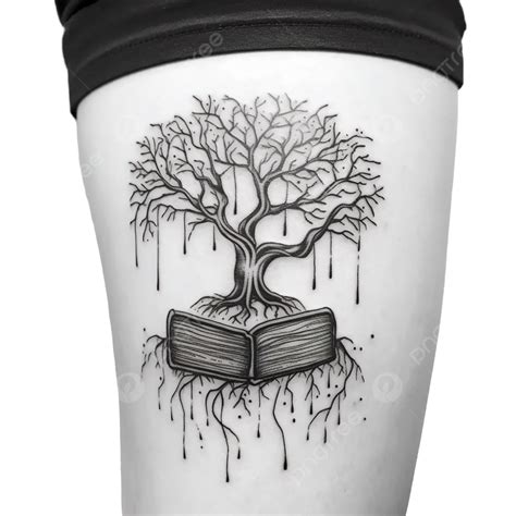 Oak Tree Roots On Book Tattoo, Tattoo, Oak, Tree PNG Transparent Image and Clipart for Free Download