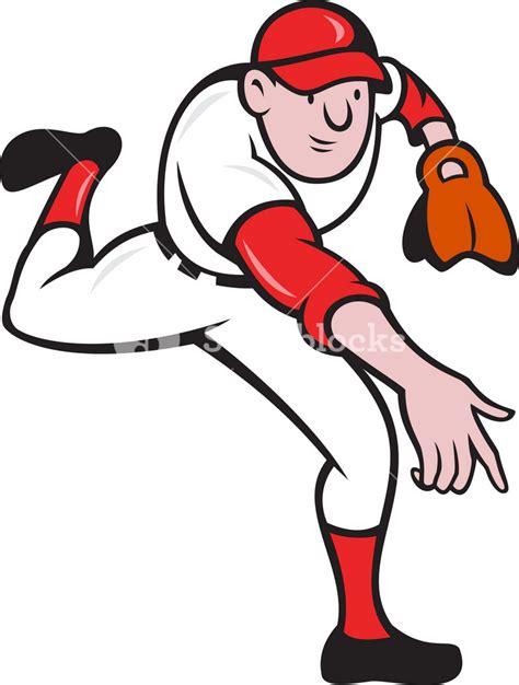 Baseball Player Pitcher Throwing Cartoon Royalty-Free Stock Image - Storyblocks