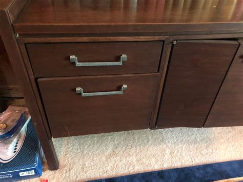 Wooden Credenza w/Cabinet and File Drawers, Wood Veneer, 69" X 19" X 28 ...