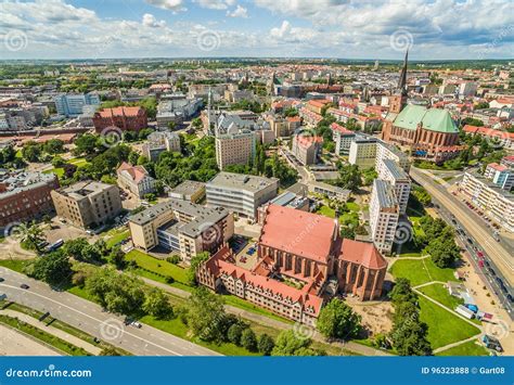 Szczecin Cityscape with Aerial View of the Cathedral with Its Visible Basilica. Stock Photo ...