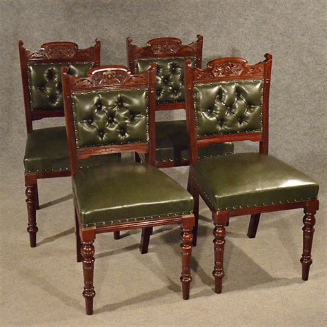 Antique Leather Upholstered Dining Chairs Quality - Antiques Atlas