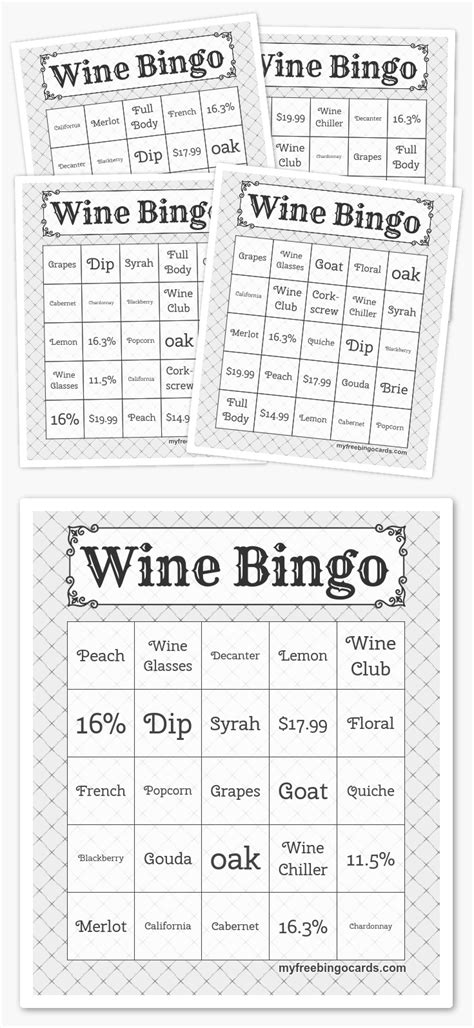 Free Printable Wine Bingo Cards - Printable Bingo Cards