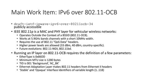 IPWAVE Working Group of IETF, an updated status report - ppt download