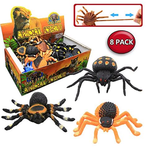 Spider Toy,5 inch Realistic Black Rubber Spiders Toys Set(8 Pack),Food Grade Material TPR Super ...