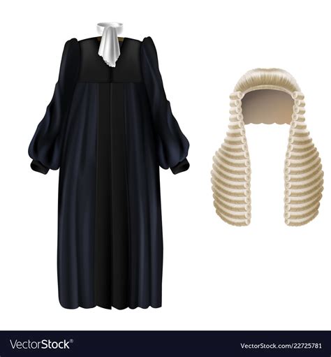 Black court dress and long wig for judges Vector Image