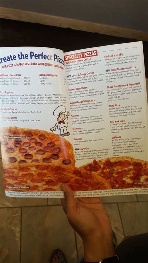 Menu at Mark's Pizzeria, Rochester, Five Mile Line Rd