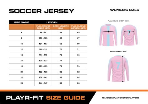 Children's Soccer Uniforms Size Chart