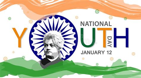 India National Youth Day January 12 Celebration. Swami Vivekananda Jayanti Stock Vector ...